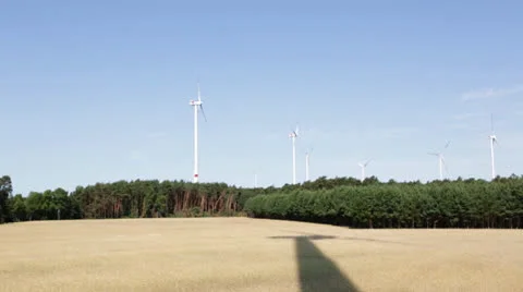 Wind turbine wheat field Stock Footage 25399279