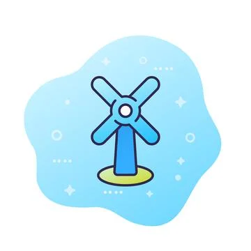 Wind turbine, windfarm vector icon Stock Illustration