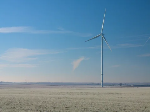 Wind Turbine in winter Stock Footage 72904459