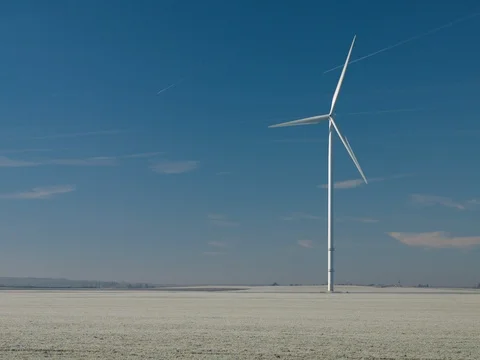 Wind Turbine in winter Stock Footage 72910351