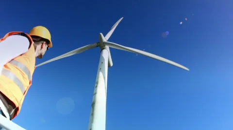 Wind Turbine Worker Video stock 36681971
