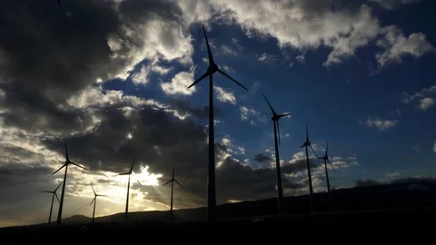 Wind turbine working at sunset. Stock Footage 97463659