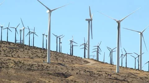 Wind Turbines 05  - no wind Stock Footage 8944726