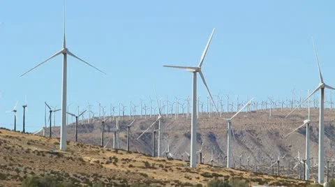 Wind Turbines 06 - no wind Stock Footage 8944713