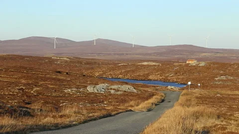 Wind Turbines on the Achmore Road Stock Footage 160103543