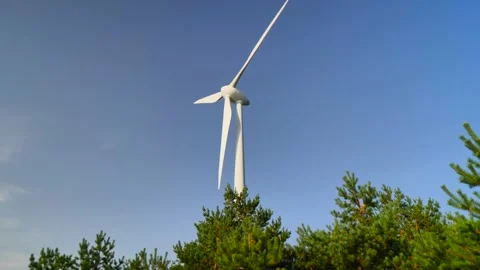 Wind turbines in action Stock Footage 228676278