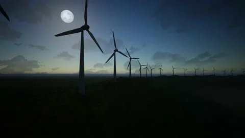 Wind Turbines Aerial Video stock 155446439