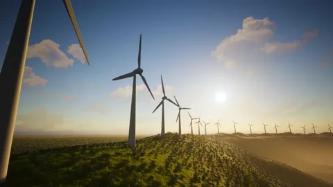Wind Turbines Aerial Video stock 155447001