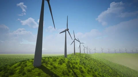Wind Turbines Aerial Video stock 155447004