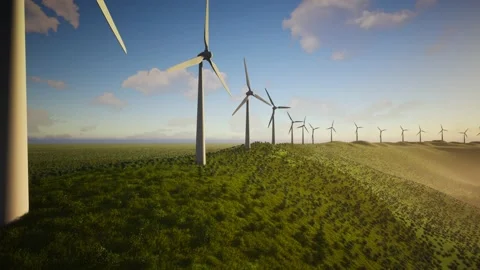 Wind Turbines Aerial Video stock 155447006