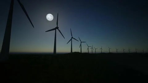 Wind Turbines Aerial Video stock 155450093