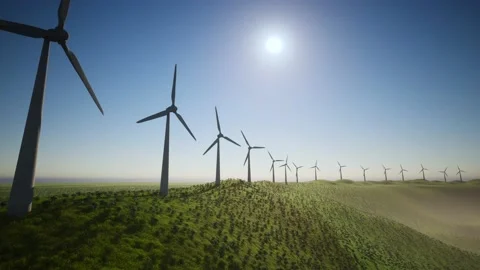 Wind Turbines Aerial Video stock 155450599