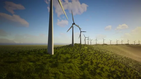 Wind Turbines Aerial Video stock 155451825
