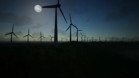 Wind Turbines Aerial Video stock 155455016