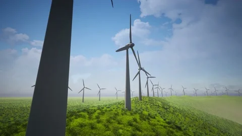 Wind Turbines Aerial Video stock 155455872