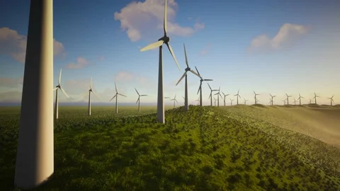 Wind Turbines Aerial Video stock 155455883