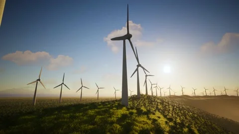 Wind Turbines Aerial Video stock 155455886