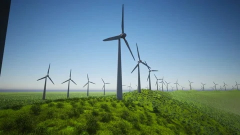 Wind Turbines Aerial Video stock 155456053