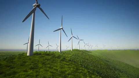 Wind Turbines Aerial Video stock 155457367