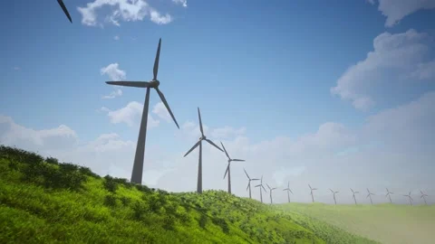 Wind Turbines Aerial Moving Camera 動画素材 155432767