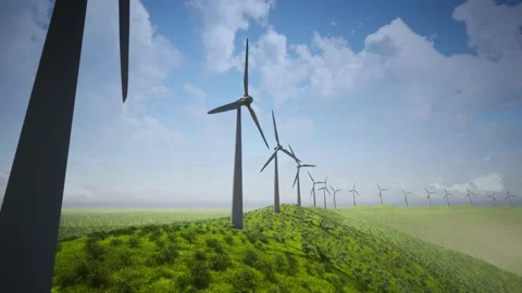 Wind Turbines Aerial Moving Camera Video stock 155451830