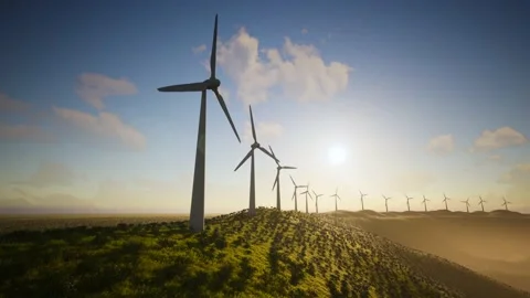 Wind Turbines Aerial Moving Camera Video stock 155451831