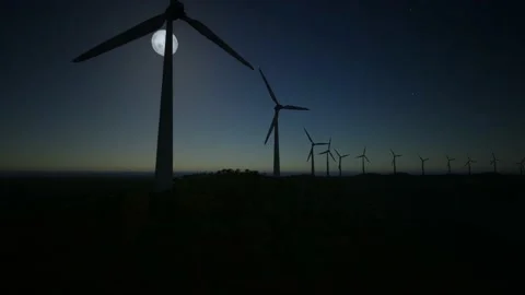 Wind Turbines Aerial Moving Camera Video stock 155454031