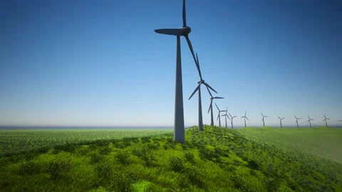 Wind Turbines Aerial Moving Camera Video stock 155454430