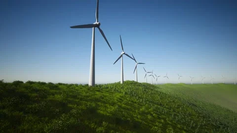 Wind Turbines Aerial Moving Camera Video stock 155454433