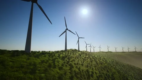 Wind Turbines Aerial Moving Camera Video stock 155454436