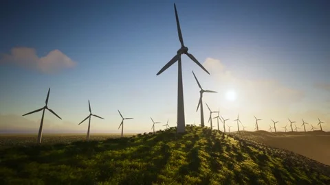 Wind Turbines Aerial Moving Camera Stock-Footage 155459127