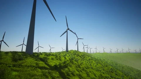 Wind Turbines Aerial Moving Camera Video stock 155459134