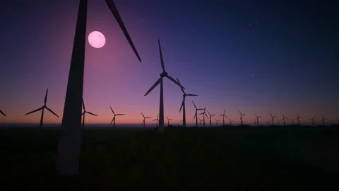 Wind Turbines Aerial Moving Camera Stock-Footage 155459961