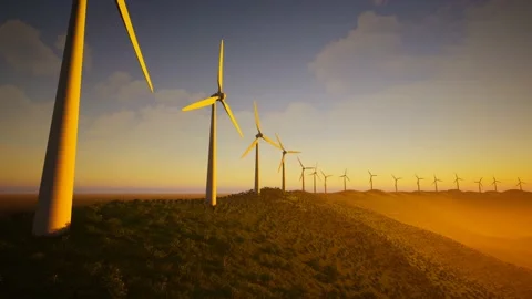 Wind Turbines Aerial At Sunset 스톡 동영상 155447007