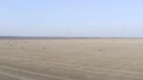 Wind turbines from aerial view. Environment and renewable energy. Drone shooting Stock Footage 145723685