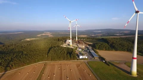 Wind turbines - aerial view Stock Footage 67338522