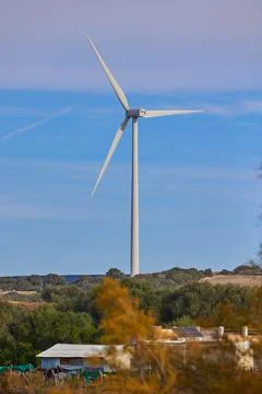 Wind turbines against the sky background Stock Photos