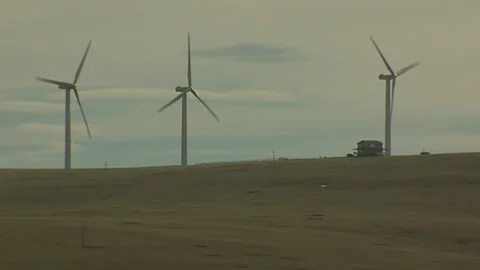 Wind Turbines in Alberta, Canada Stock Footage 173327080