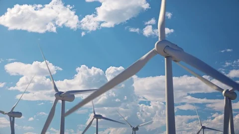 Wind Turbines with Alpha - Sunny Day Clouds, 4K Stock Footage 80343910