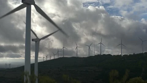 Wind Turbines and a Cloudy Sky. 動画素材 168384780