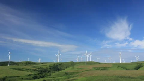 Wind Turbines and Flowing Clouds Stock Footage 330252487