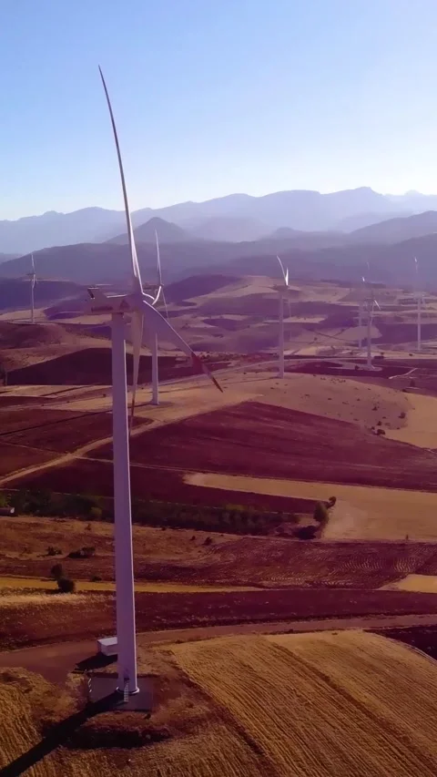 Wind Turbines and Nature Landscape Vertical Video Vídeo Stock 334875166
