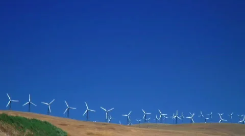 Wind turbines and skyline Stock Footage 283680