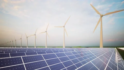 Wind Turbines and Solar Panel Aerial 스톡 동영상 212616413