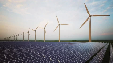 Wind Turbines and Solar Panel Aerial Stockbeeldmateriaal 212616441