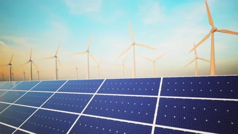 Wind Turbines and Solar Panel 스톡 동영상 229467629