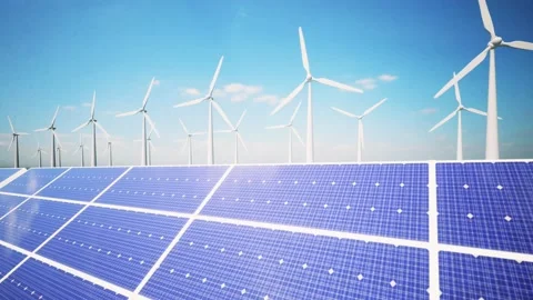 Wind Turbines and Solar Panel 스톡 동영상 229467649
