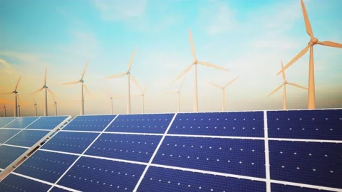 Wind Turbines and Solar Panel Moving Camera 스톡 동영상 229467839