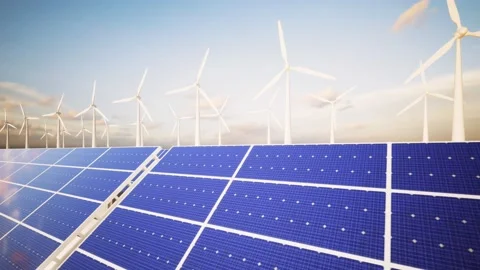 Wind Turbines and Solar Panel Moving Camera 스톡 동영상 229467846