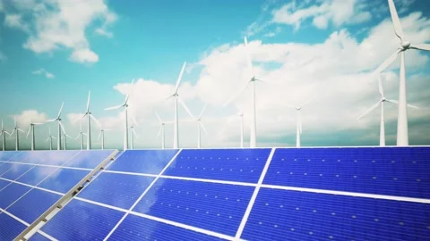 Wind Turbines and Solar Panel Moving Camera 스톡 동영상 229467850